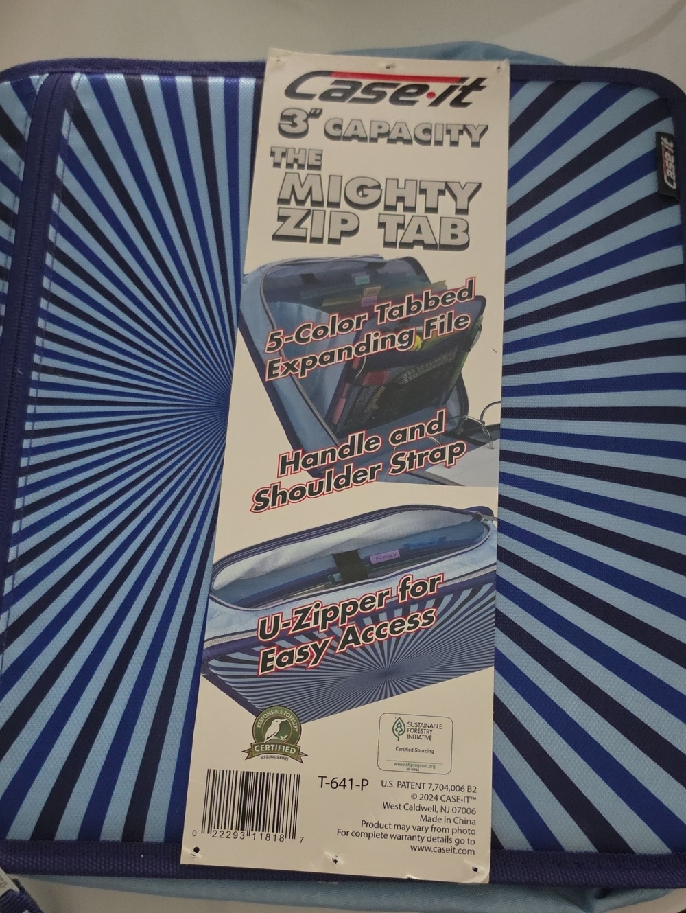 Blue and Navy Stripe Binder Case